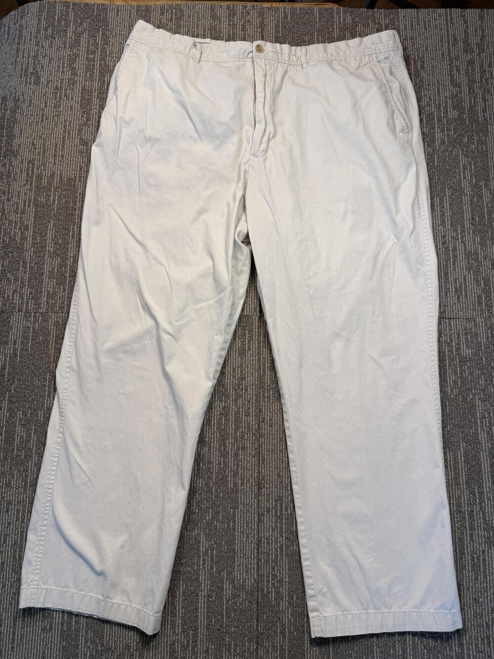 Cremieux Classics Pants Mens 42x30 White Chino Flat Front Straight Casual